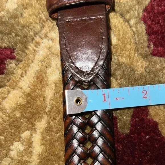 Men’s Dark Brown Vegan Leather Braided Belt with Gold Horseshoe Buckle - Picture 8 of 14